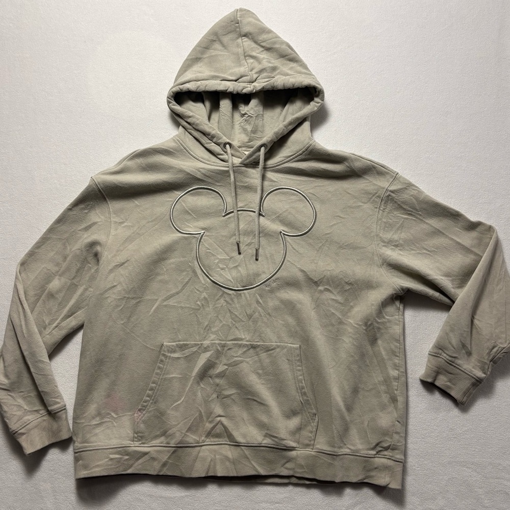 Disney Mickey Mouse Beige Hoodie with Mickey Outline